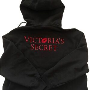 NWT sold out Victoria's Secret valentines Black Hoodie with red embroidery